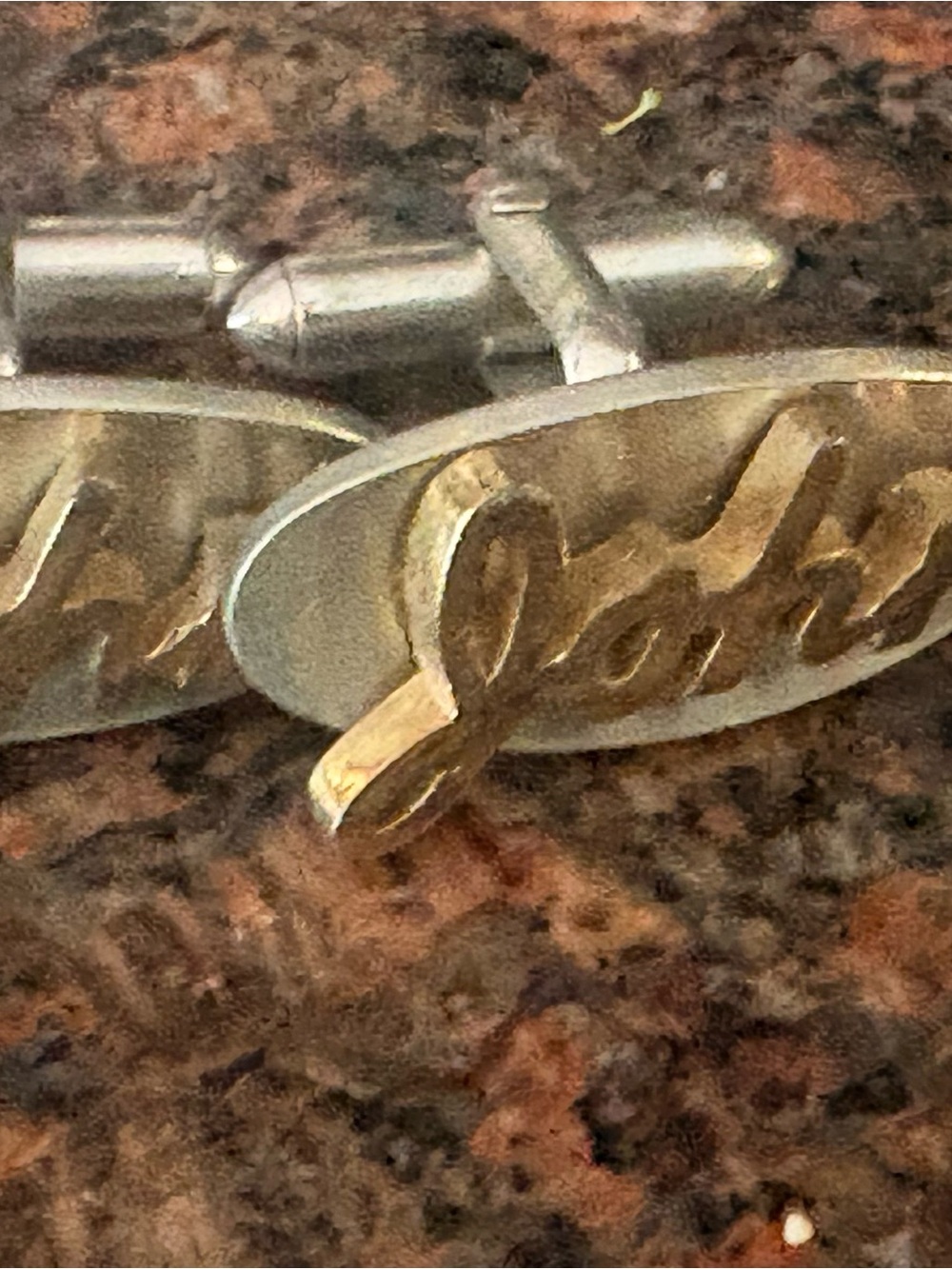 Personalized  with name John cuff links silver and gold colors